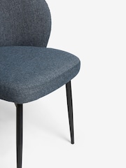 Set of 2 Tweedy Plain Navy Blue Otis Carver Arm Dining Chairs - Image 6 of 8