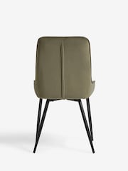 Set of 2 Soft Velvet Dark Sage Green Hamilton Black Leg Quilted Dining Chairs - Image 8 of 9