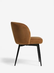 Set of 2 Soft Velvet Caramel Brown Otis Carver Arm Dining Chairs - Image 4 of 7