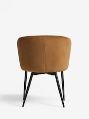 Set of 2 Soft Velvet Caramel Brown Otis Carver Arm Dining Chairs - Image 5 of 7