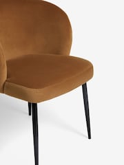 Set of 2 Soft Velvet Caramel Brown Otis Carver Arm Dining Chairs - Image 6 of 7