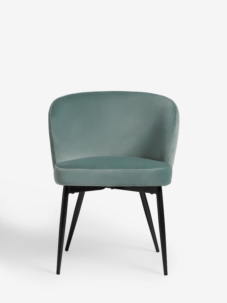Set of 2 Soft Velvet Teal Blue Otis Carver Arm Dining Chairs - Image 2 of 8