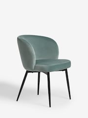 Set of 2 Soft Velvet Teal Blue Otis Carver Arm Dining Chairs - Image 3 of 8