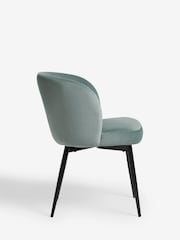 Set of 2 Soft Velvet Teal Blue Otis Carver Arm Dining Chairs - Image 4 of 8