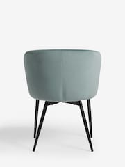 Set of 2 Soft Velvet Teal Blue Otis Carver Arm Dining Chairs - Image 5 of 8