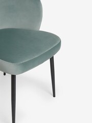 Set of 2 Soft Velvet Teal Blue Otis Carver Arm Dining Chairs - Image 6 of 8