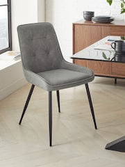 Set of 2 Arona Faux Leather Mid Grey Cole Non Arm Dining Chairs - Image 1 of 9