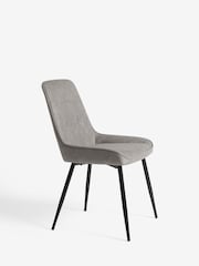 Set of 2 Arona Faux Leather Mid Grey Cole Non Arm Dining Chairs - Image 4 of 9