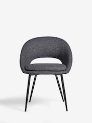 Set of 2 Casual Bouclé Charcoal Grey Hewitt Black Leg Dining Chairs - Image 2 of 7