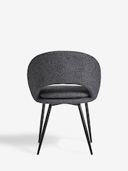 Set of 2 Casual Bouclé Charcoal Grey Hewitt Black Leg Dining Chairs - Image 6 of 7
