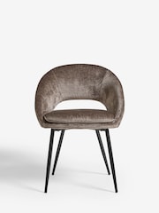 Set of 2 Plush Chenille Mink Brown Hewitt Black Leg Dining Chairs - Image 2 of 8