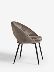 Set of 2 Plush Chenille Mink Brown Hewitt Black Leg Dining Chairs - Image 3 of 8