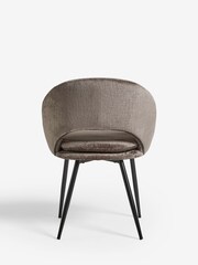 Set of 2 Plush Chenille Mink Brown Hewitt Black Leg Dining Chairs - Image 6 of 8