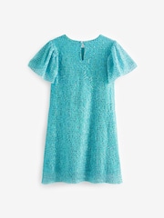 Aqua Blue Sequin Sparkle Sequin Party Dress (3-16yrs) - Image 5 of 6