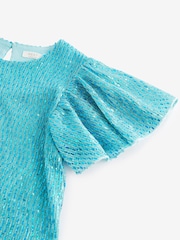 Aqua Blue Sequin Sparkle Sequin Party Dress (3-16yrs) - Image 6 of 6