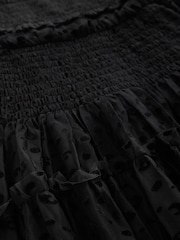 Black Animal Tulle Mesh Puff Sleeve Occasion Party Dress (3-16yrs) - Image 6 of 6
