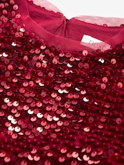 Red Velour Sequin Party Dress (3-16yrs) - Image 5 of 5
