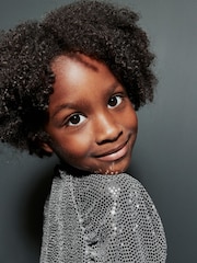 Silver Metallic Long Sleeve Sequin Dress (3-16yrs) - Image 6 of 9