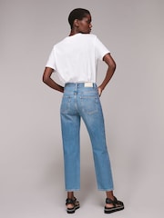 Whistles Blue 100% Cotton Authentic Hollie Button Crop Jeans - Image 2 of 5