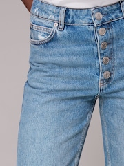Whistles Blue 100% Cotton Authentic Hollie Button Crop Jeans - Image 4 of 5