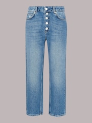 Whistles Blue 100% Cotton Authentic Hollie Button Crop Jeans - Image 5 of 5