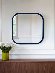 Jasper Conran London Blue Curved Edge Square Framed Mirror - Image 1 of 3