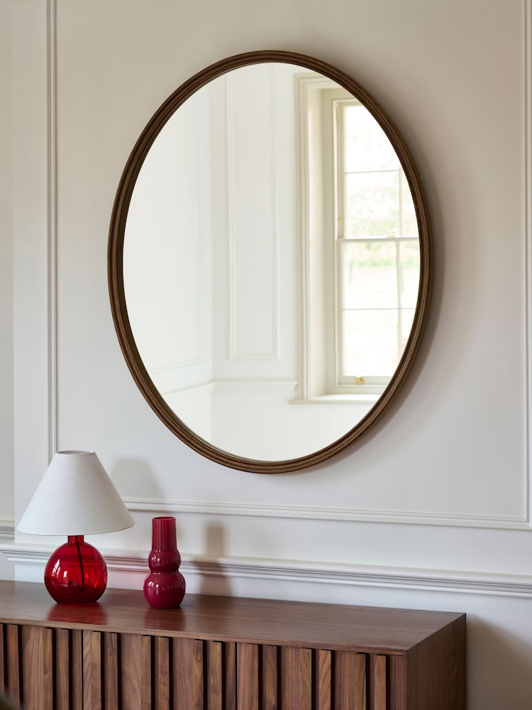 Jasper Conran London Wood Ripple Edge Oval Mirror - Image 2 of 4 Jasper Conran London Wood Ripple Edge Oval Mirror - Image 2 of 4
