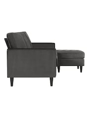 CosmoLiving Charcoal Grey Strummer Velvet Sectional Sofa - Image 4 of 4