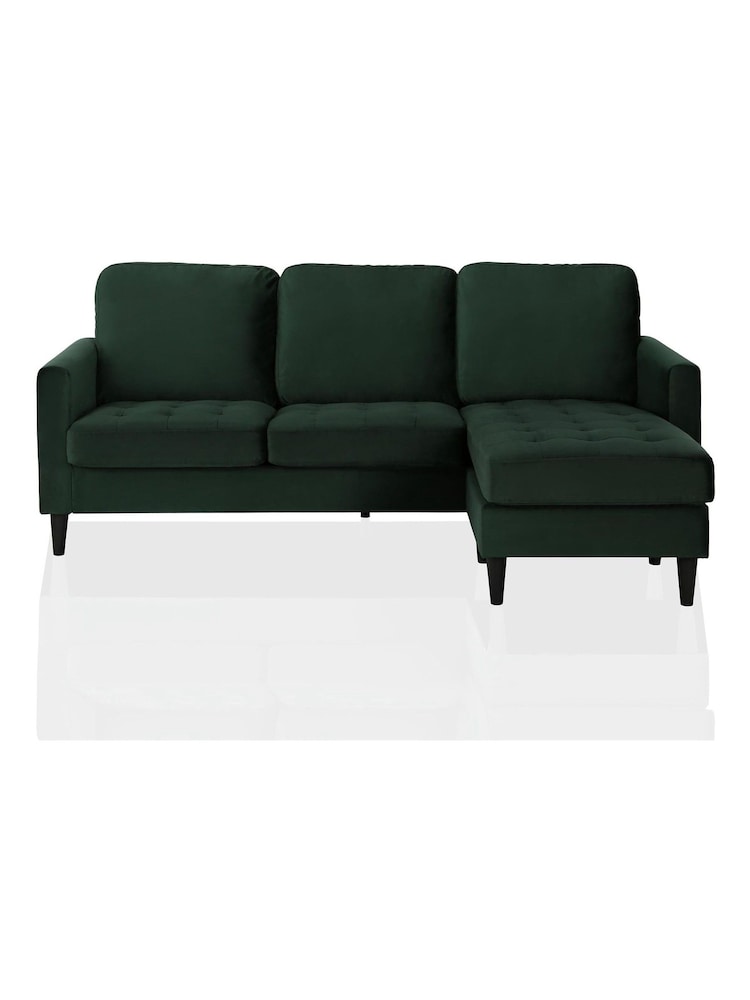 CosmoLiving Green Strummer Velvet Sectional Sofa - Image 2 of 4