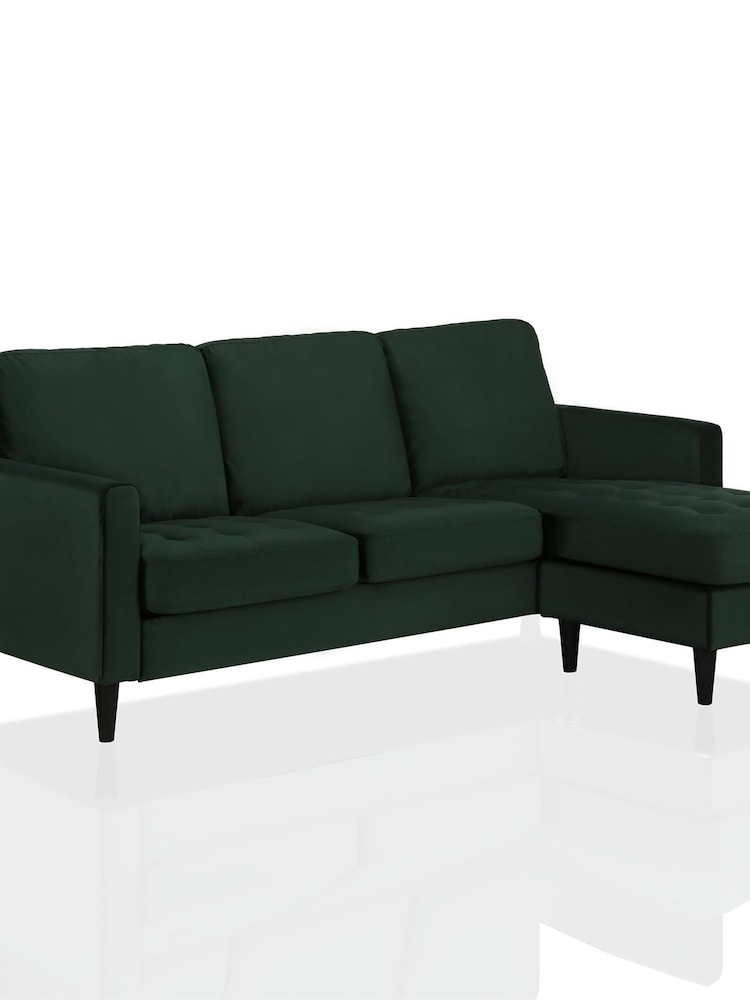 CosmoLiving Green Strummer Velvet Sectional Sofa - Image 4 of 4
