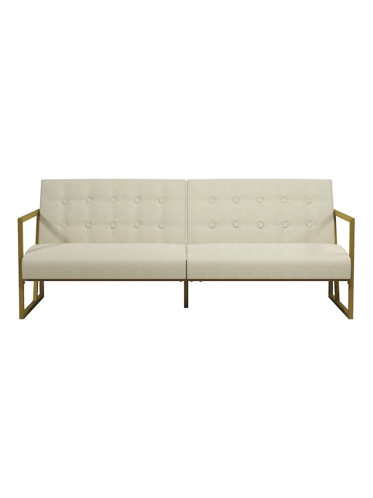 CosmoLiving Ivory Lexington Button Tufted Velvet Sofa Bed - Image 1 of 4