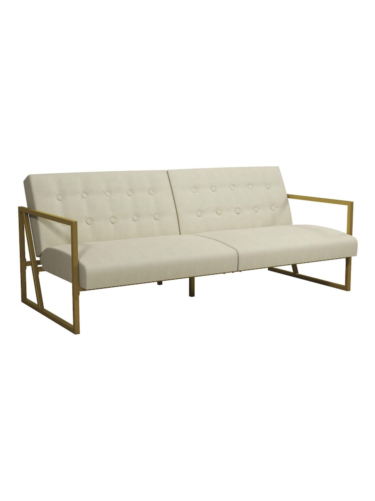 CosmoLiving Ivory Lexington Button Tufted Velvet Sofa Bed - Image 2 of 4