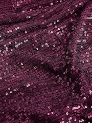 Berry Red Long Sleeve Sequin Jumpsuit - Image 6 of 6
