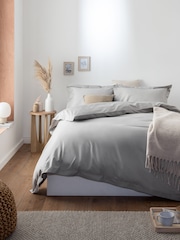 Grey Silver Cotton Rich Duvet Cover and Pillowcase Set - Image 1 of 4
