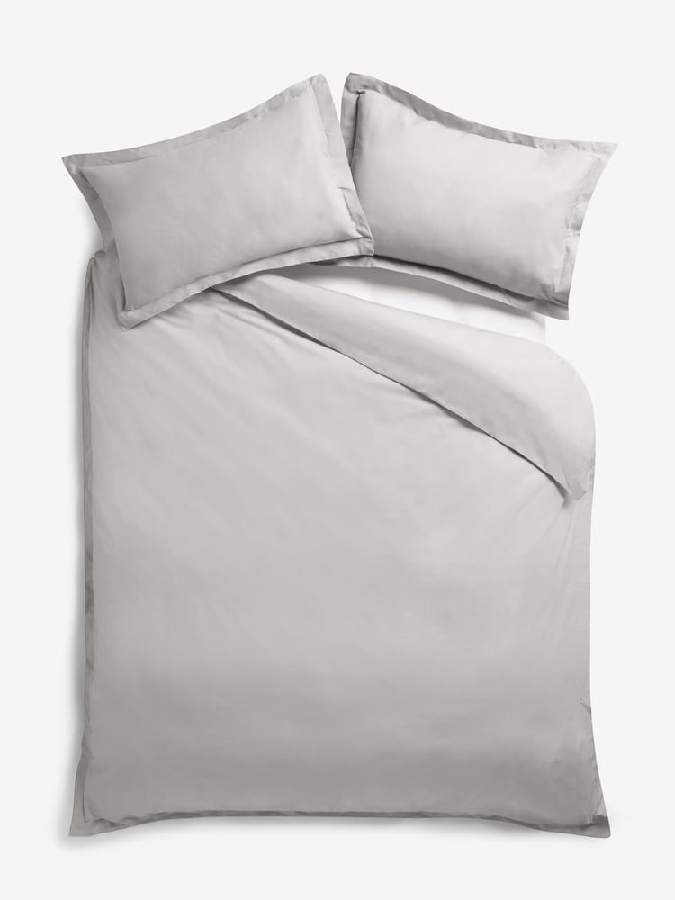 Grey Silver Cotton Rich Duvet Cover and Pillowcase Set - Image 2 of 4