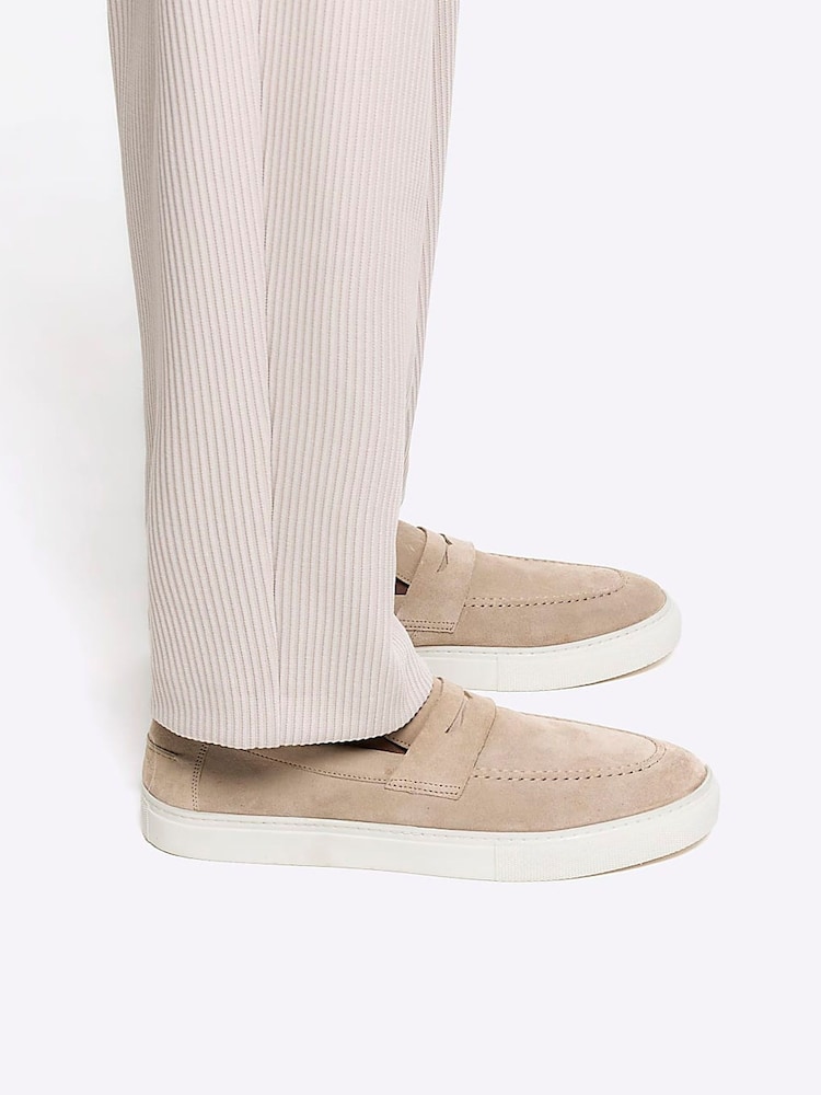 River Island Beige Suede Loafers - Image 1 of 7 River Island Beige Suede Loafers - Image 1 of 7