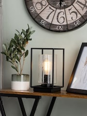 BHS Black Hardy Industrial Cube Table Lamp - Image 1 of 5