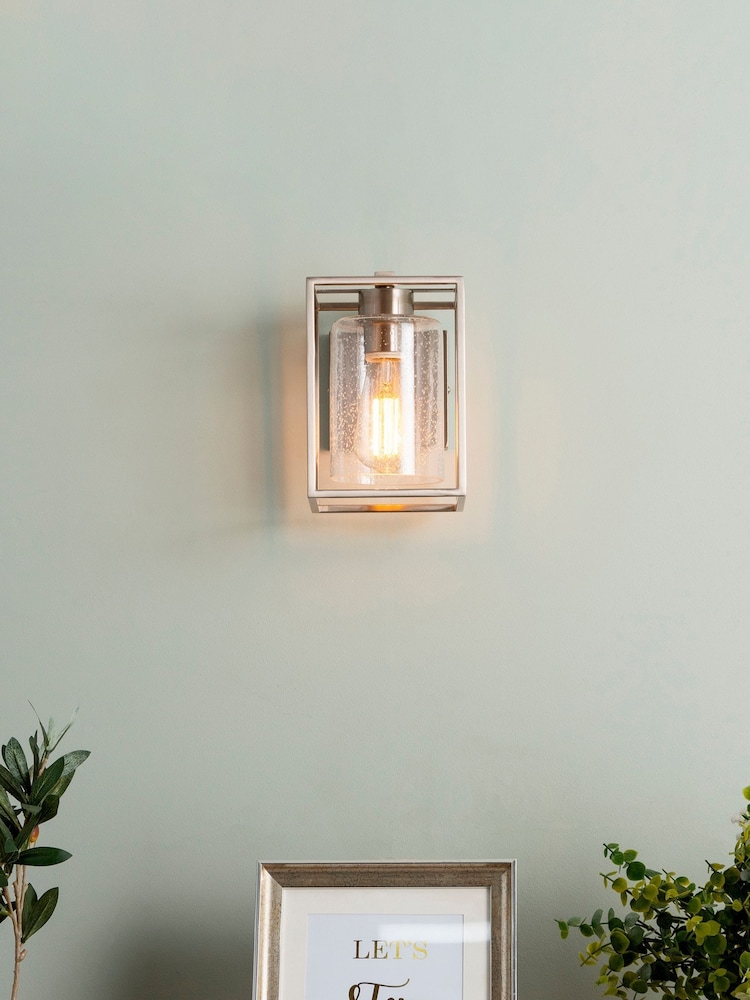 BHS Silver Hardy 1 Light Cage Wall Light with Bubble Glass - Image 1 of 4