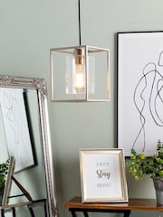 BHS Silver BHS Hardy 1 Light Cage Pendant Ceiling Light - Image 1 of 4