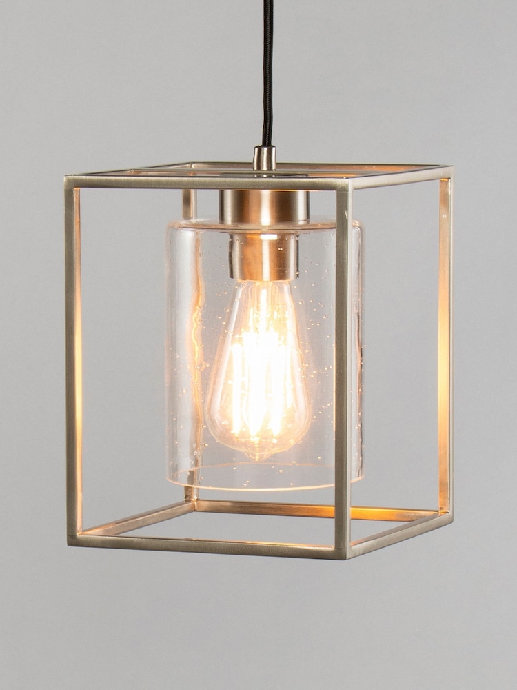 BHS Silver BHS Hardy 1 Light Cage Pendant Ceiling Light - Image 2 of 4