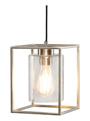 BHS Silver BHS Hardy 1 Light Cage Pendant Ceiling Light - Image 4 of 4
