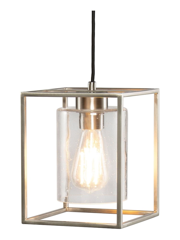 BHS Silver BHS Hardy 1 Light Cage Pendant Ceiling Light - Image 4 of 4