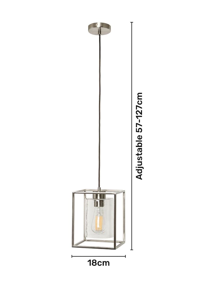 BHS Silver BHS Hardy 1 Light Cage Pendant Ceiling Light - Image 5 of 5 BHS Silver BHS Hardy 1 Light Cage Pendant Ceiling Light - Image 5 of 5