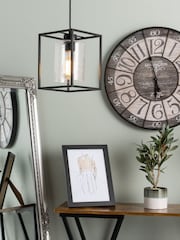 BHS Black BHS Hardy 1 Light Cage Pendant Ceiling Light - Image 1 of 5