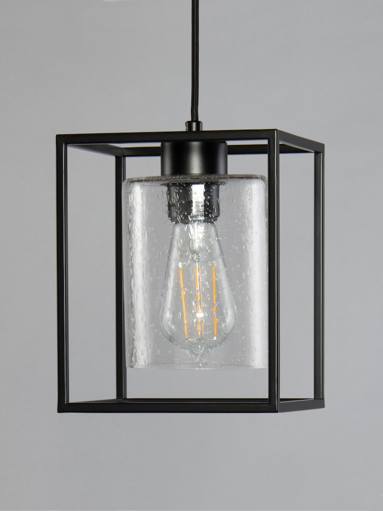 BHS Black BHS Hardy 1 Light Cage Pendant Ceiling Light - Image 2 of 5