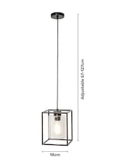 BHS Black BHS Hardy 1 Light Cage Pendant Ceiling Light - Image 4 of 5