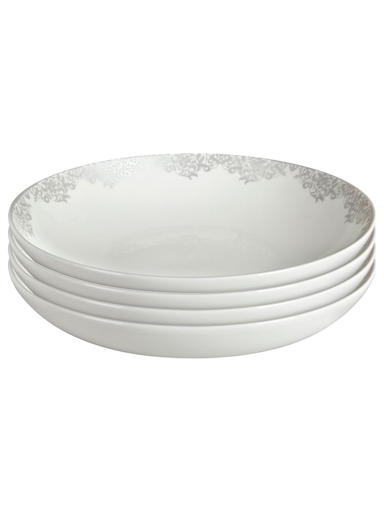 Denby 4 Piece Filigree Silver Monsoon Pasta Bowls Set - Image 2 of 3