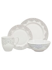 Denby 16 Piece Filigree Silver Monsoon Dinnerware Set - Image 2 of 2