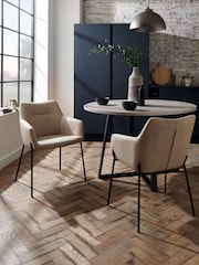 Set of 2 Arona Faux Leather Natural Quinn Black Legs Dining Chairs - Image 1 of 8