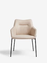 Set of 2 Arona Faux Leather Natural Quinn Black Legs Dining Chairs - Image 3 of 8